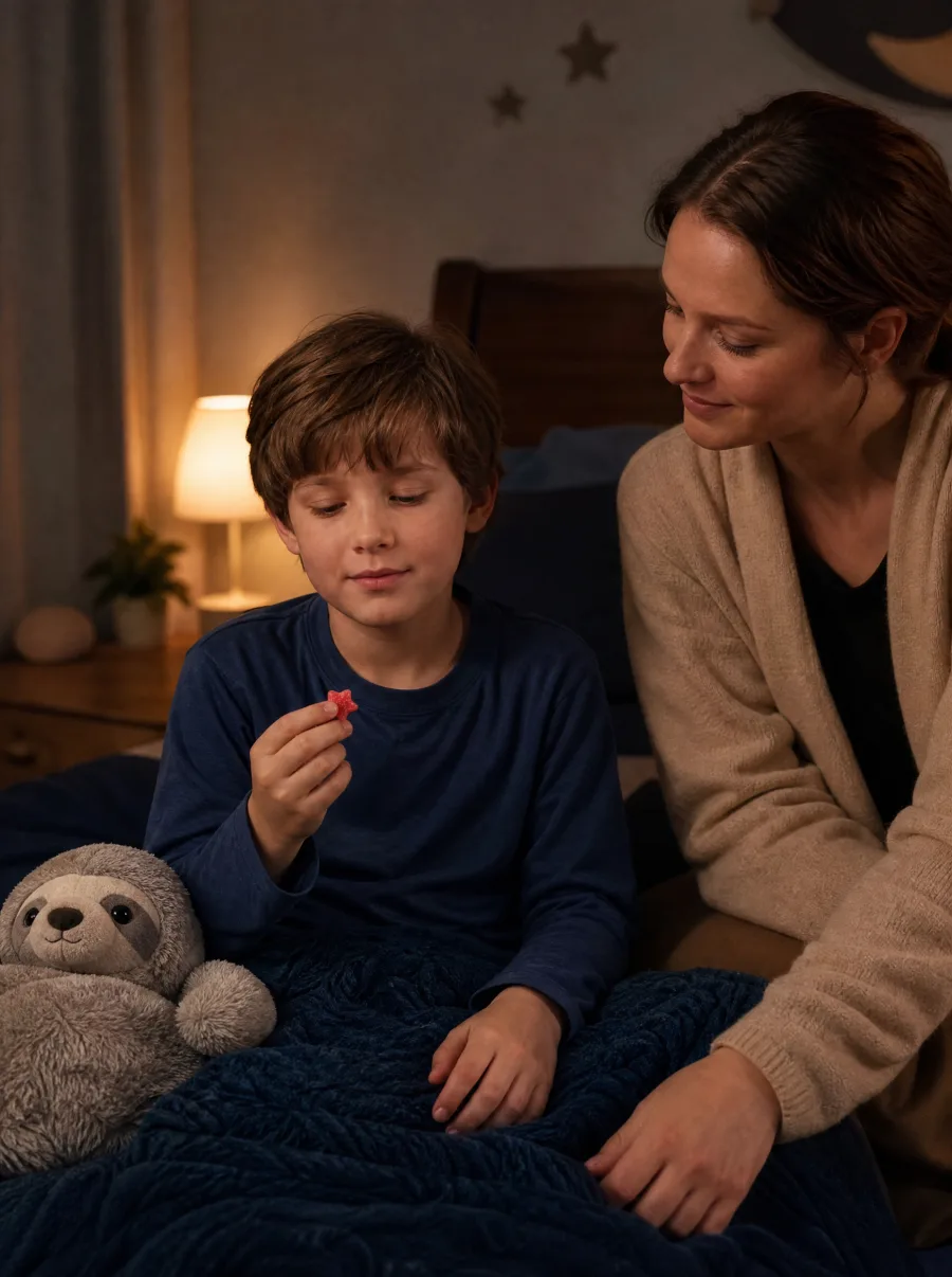 Autistic child with a gentle predictable bedtime routine